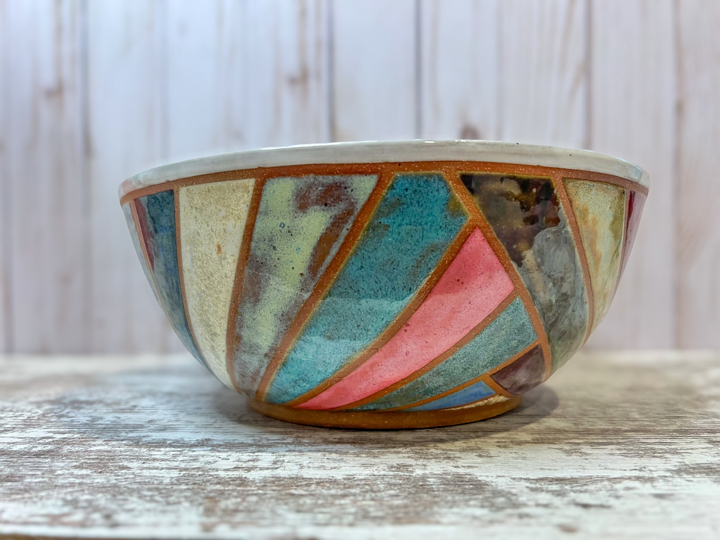 Color Block Ceramic Serving Bowl