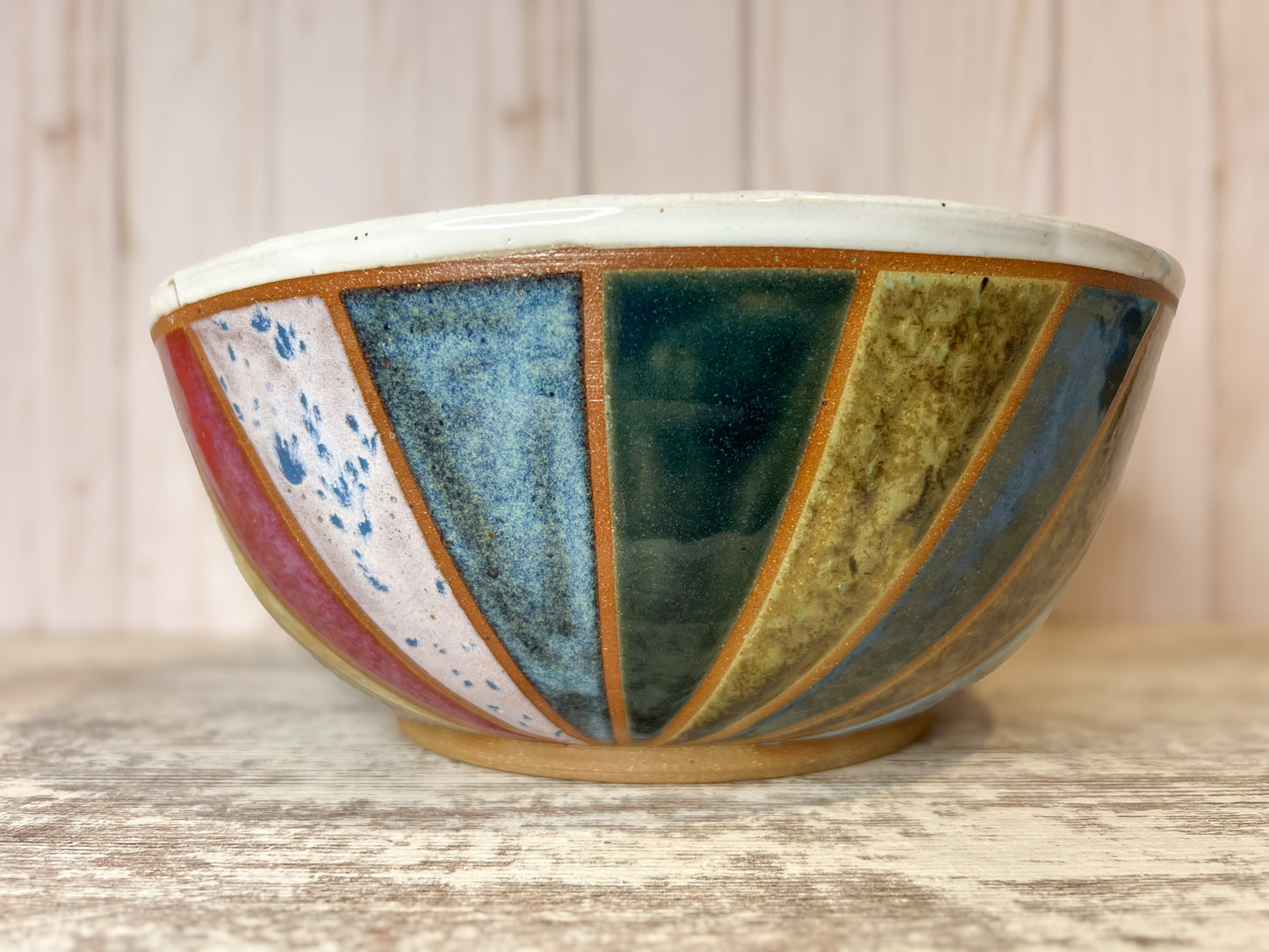 Color Block Ceramic Serving Bowl