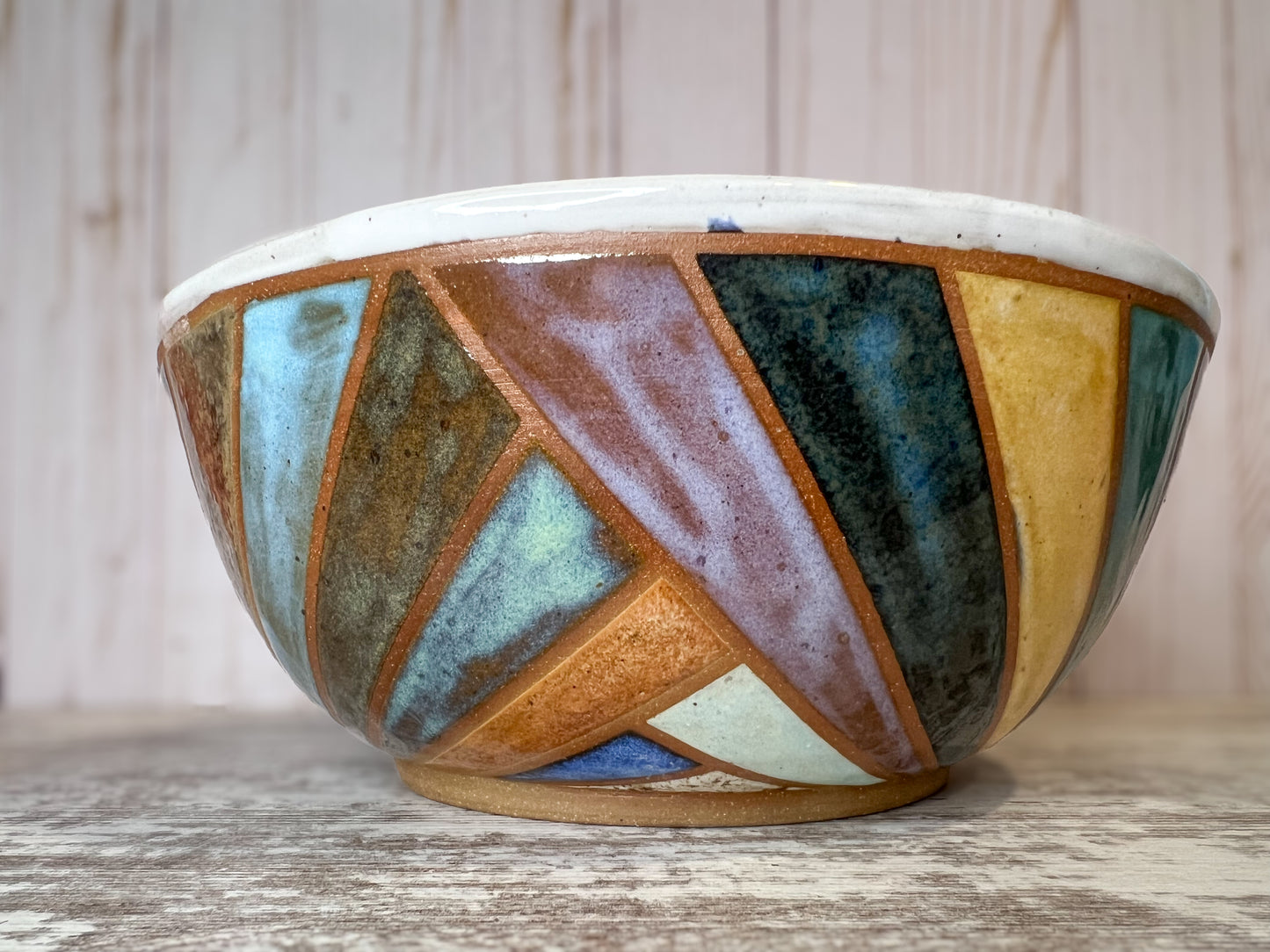 Color Block Ceramic Serving Bowl