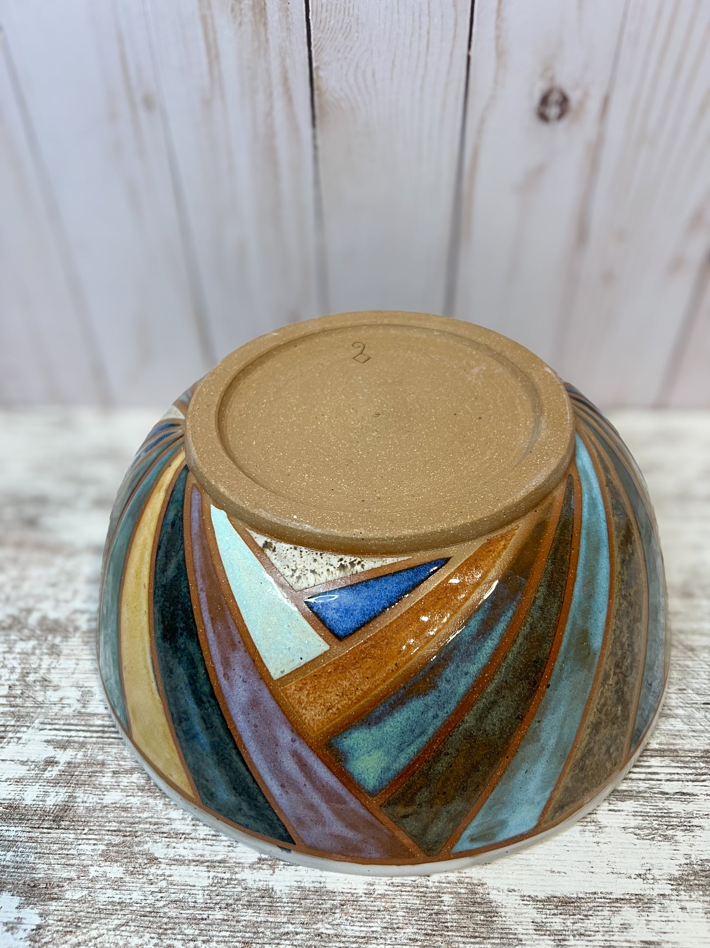 Color Block Ceramic Serving Bowl