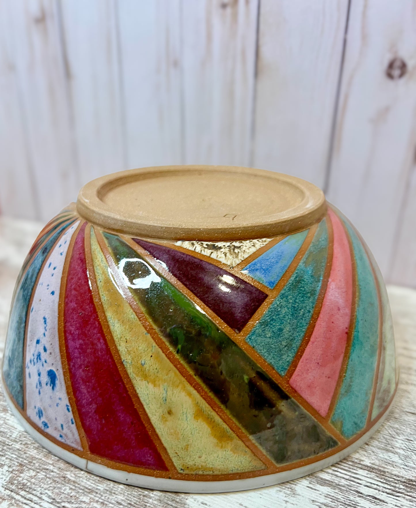 Color Block Ceramic Serving Bowl