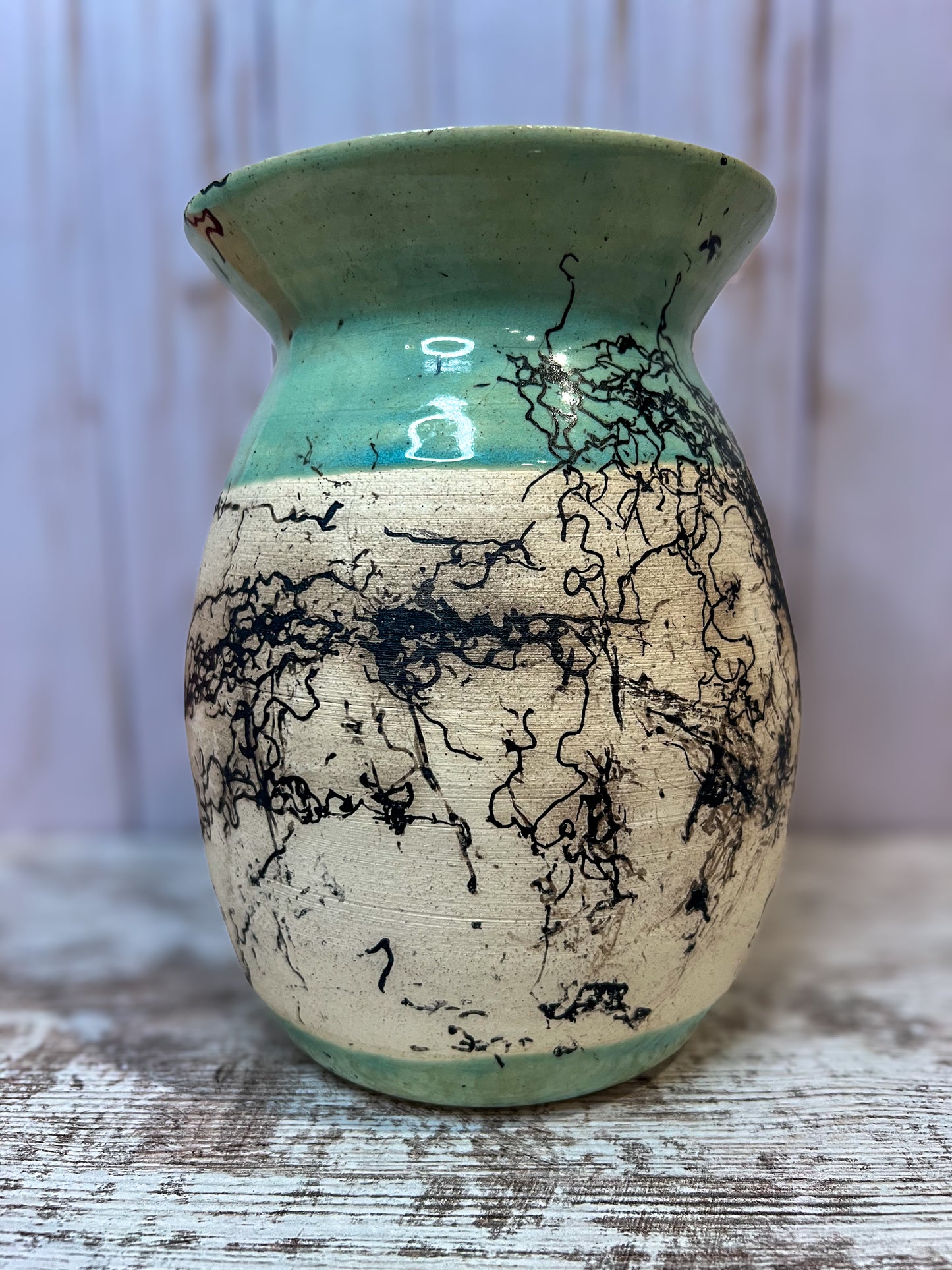 Horse hair raku vase