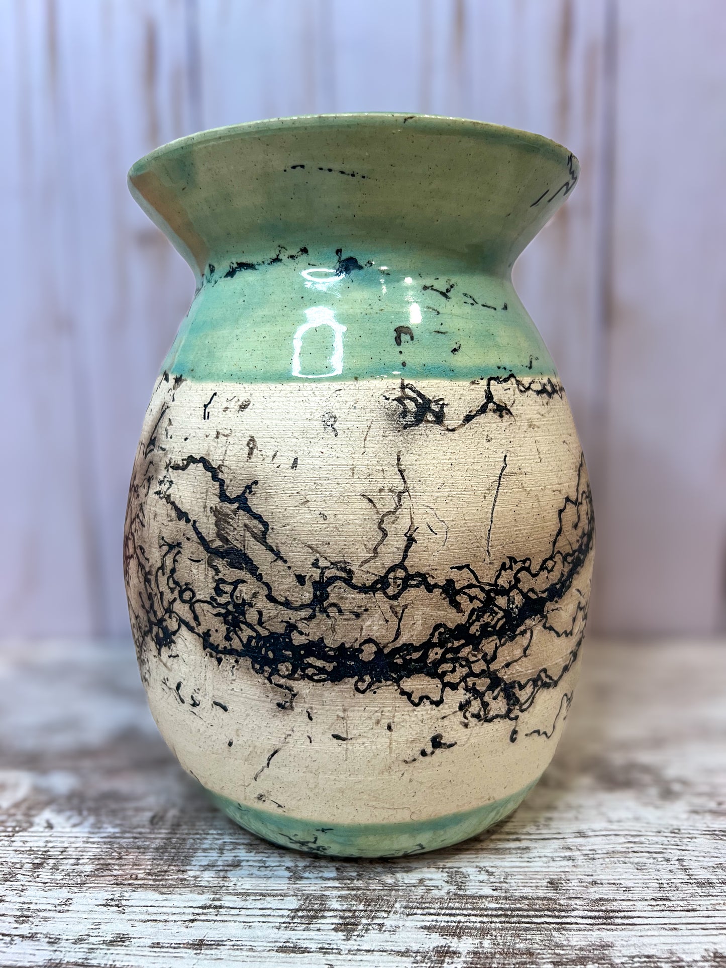 Horse hair raku vase