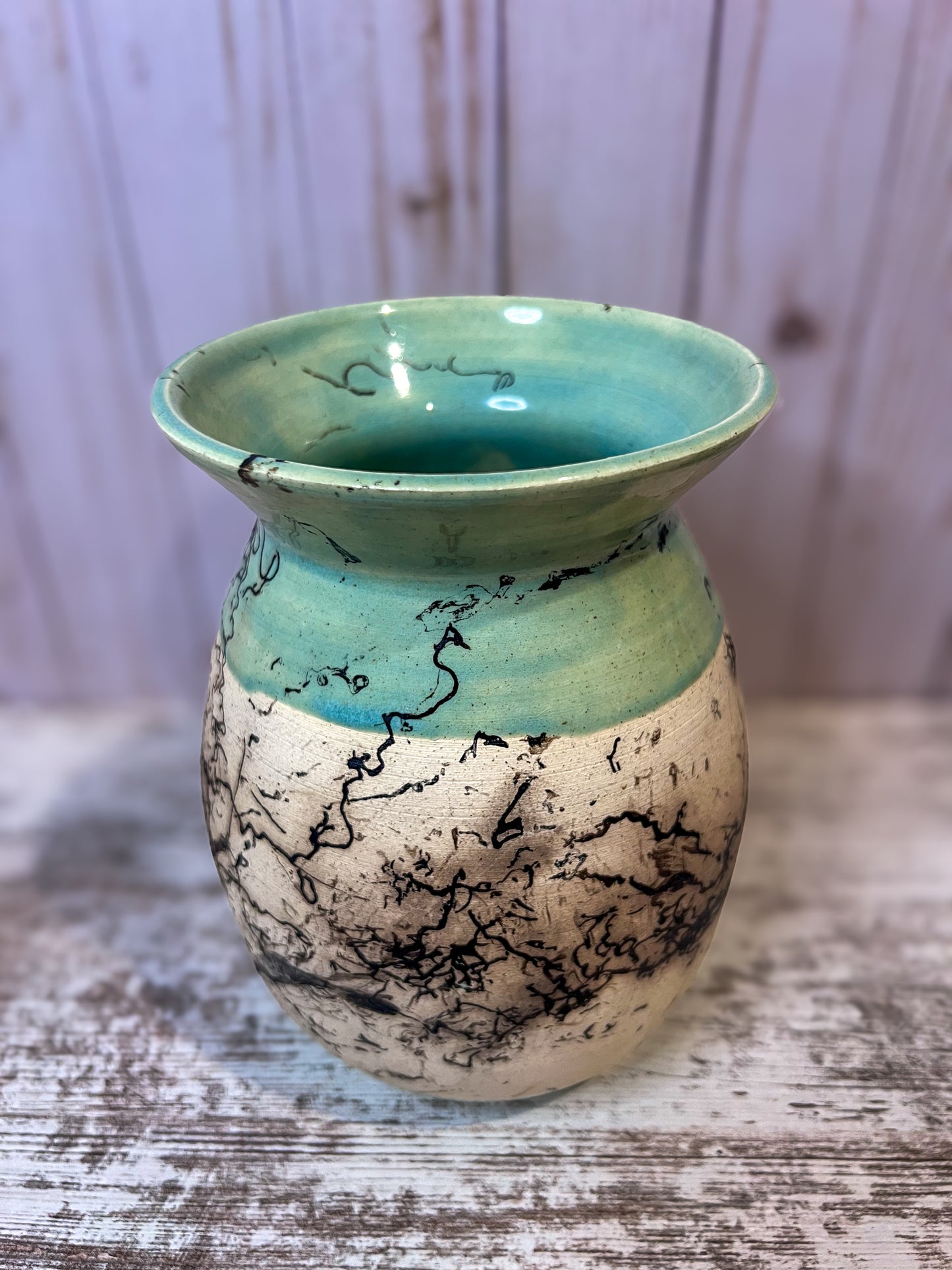 Horse hair raku vase