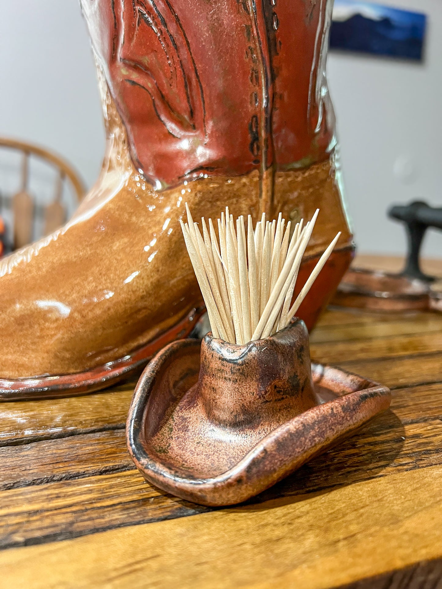 Cowboy hat toothpick holder
