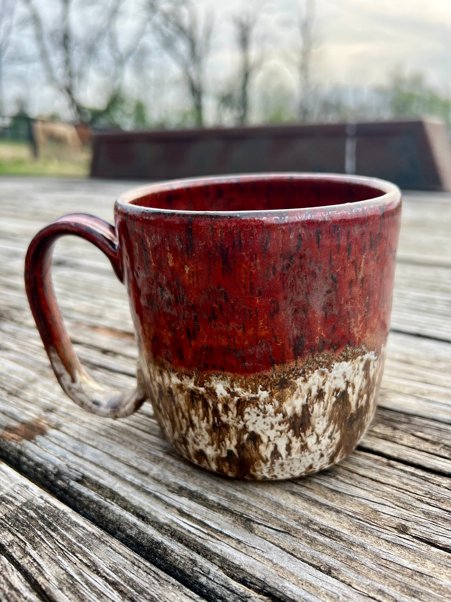 Rustic red and white speckled mug 16 oz