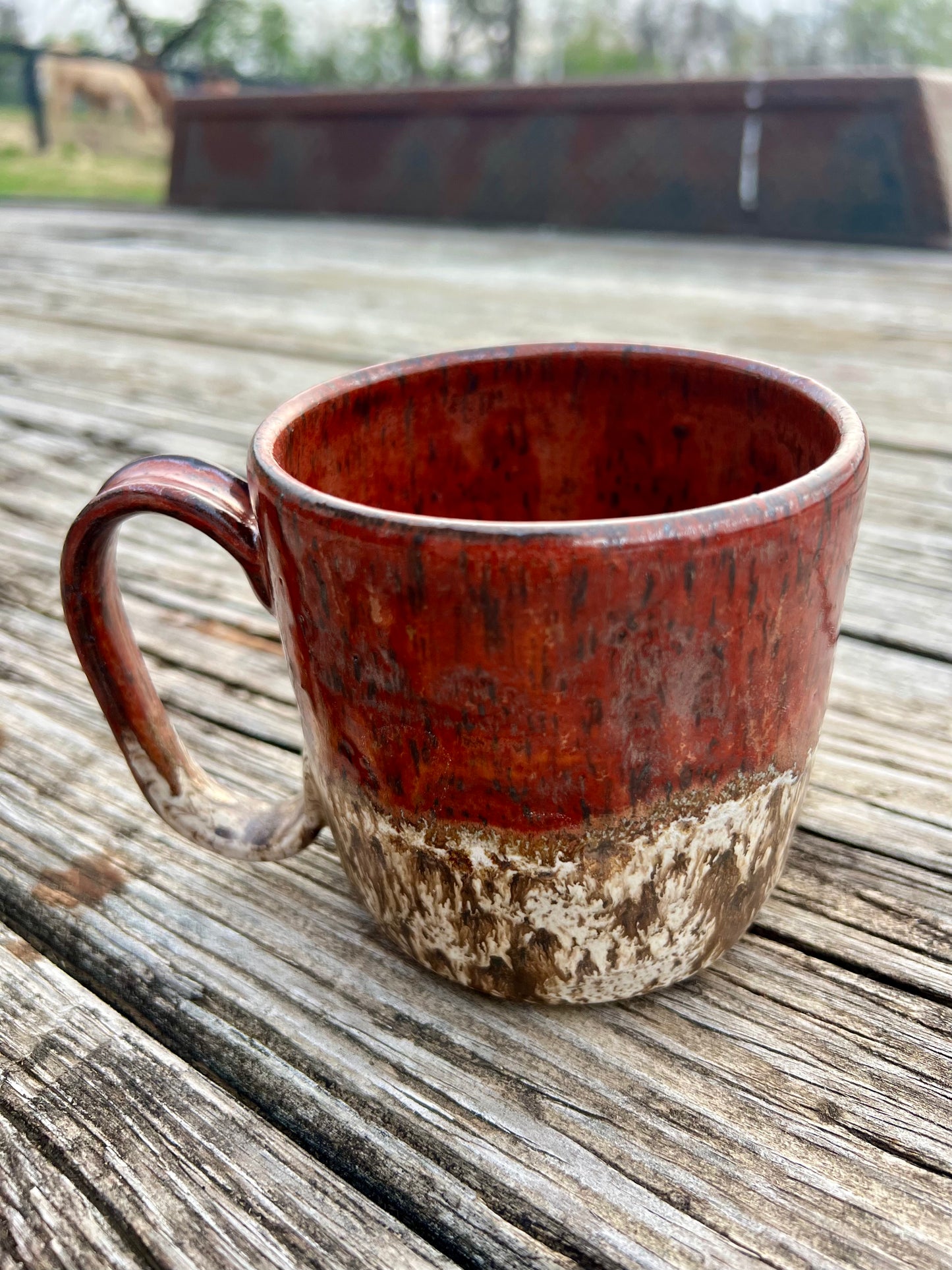 Rustic red and white speckled mug 16 oz