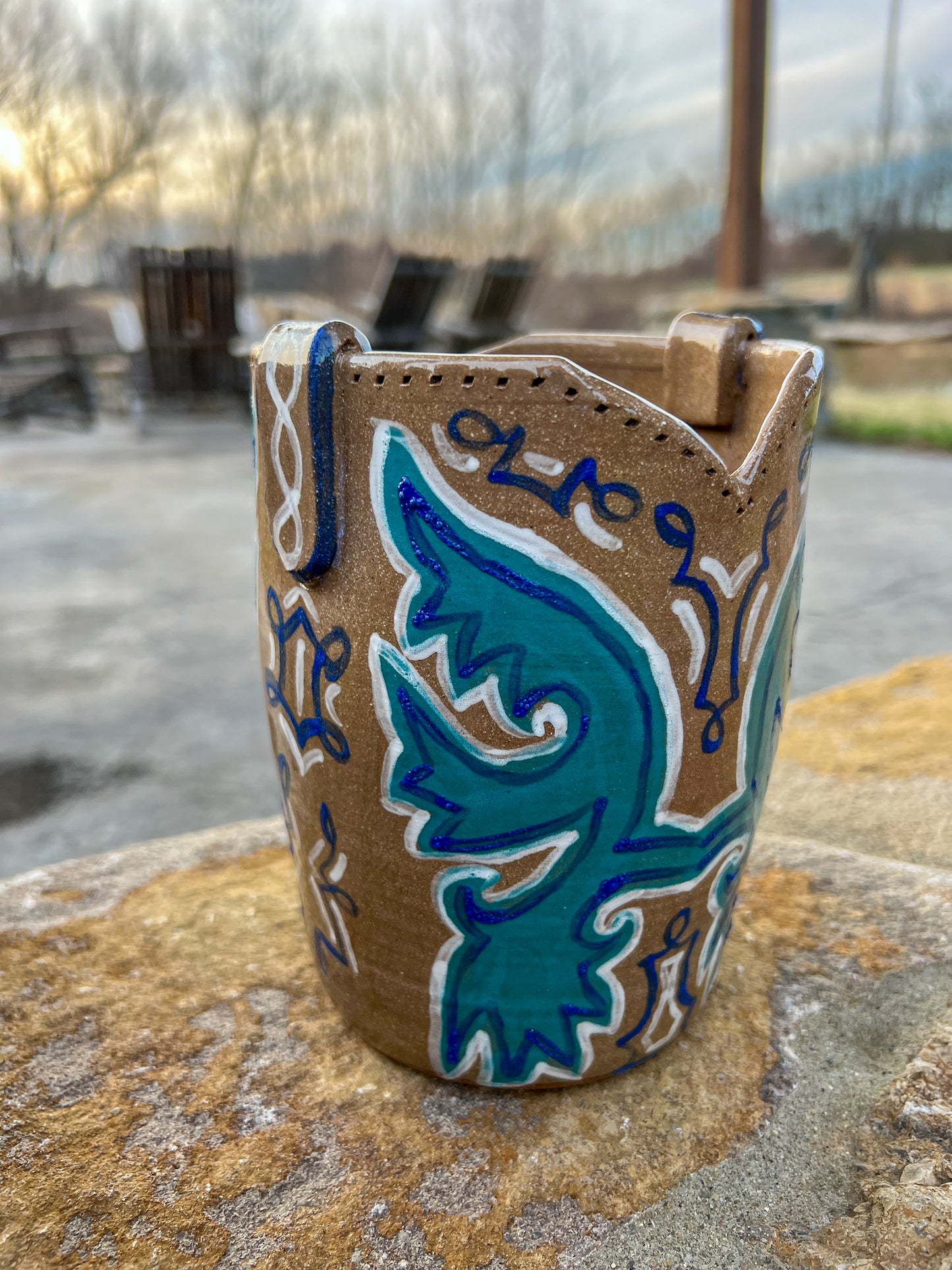 Product Preview Western Cowboy Boot Utensil Holder Blue/Teal