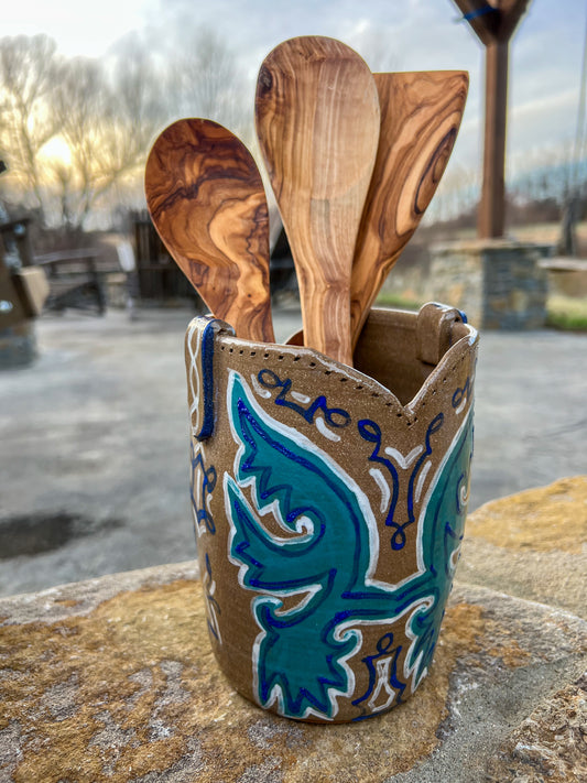 Product Preview Western Cowboy Boot Utensil Holder Blue/Teal