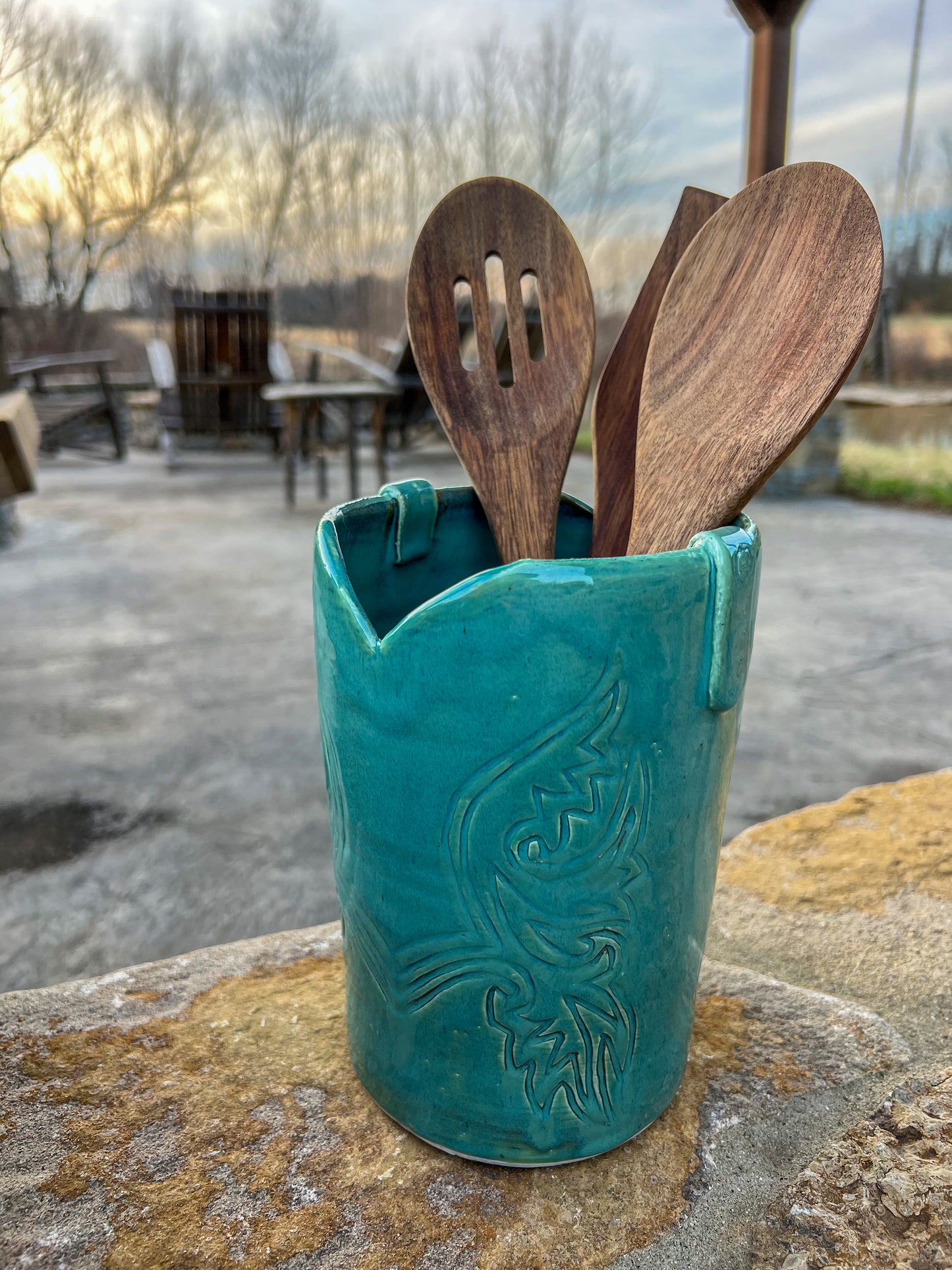 Product Preview Western Cowboy Boot Utensil Holder Teal