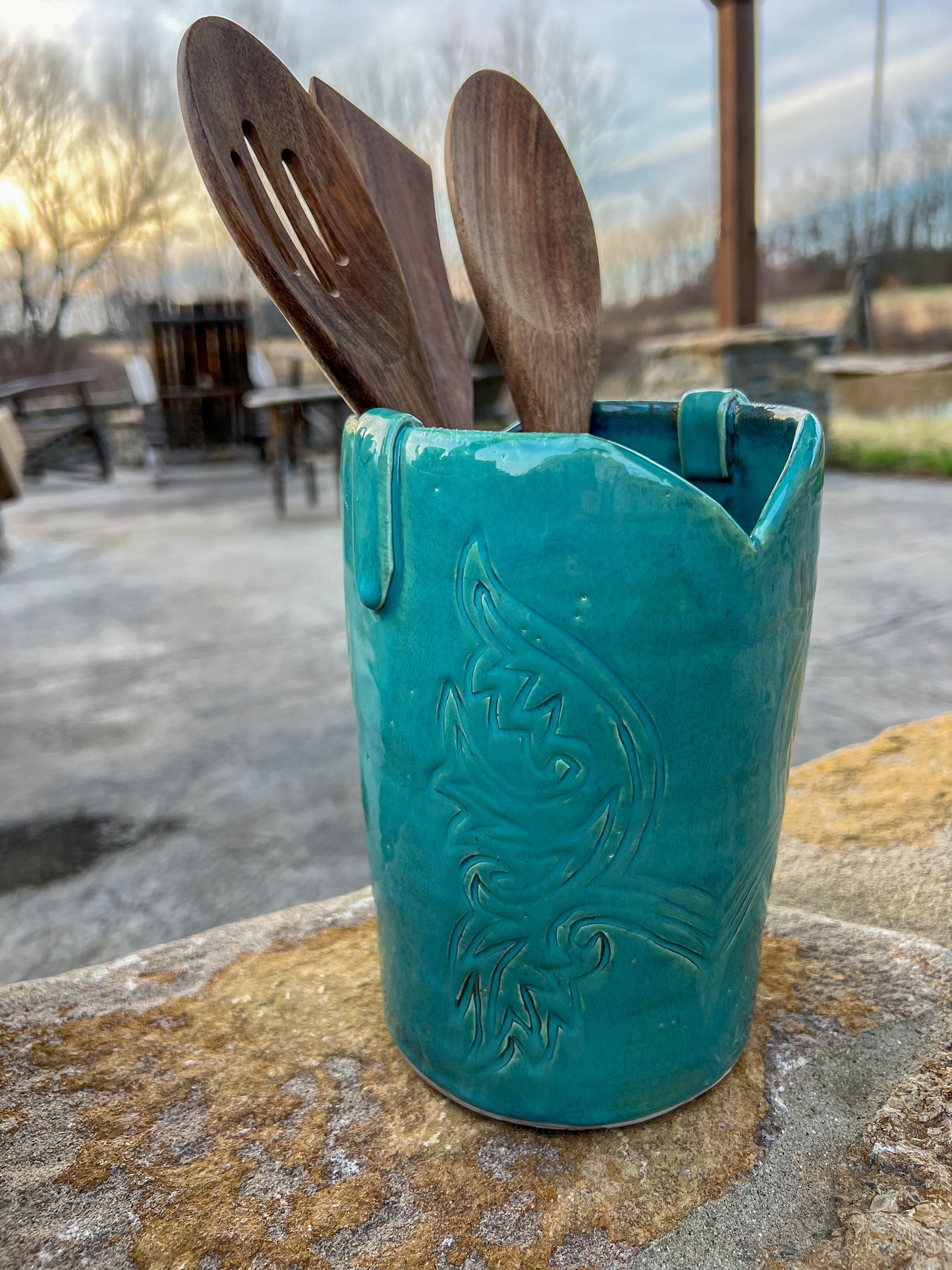 Product Preview Western Cowboy Boot Utensil Holder Teal