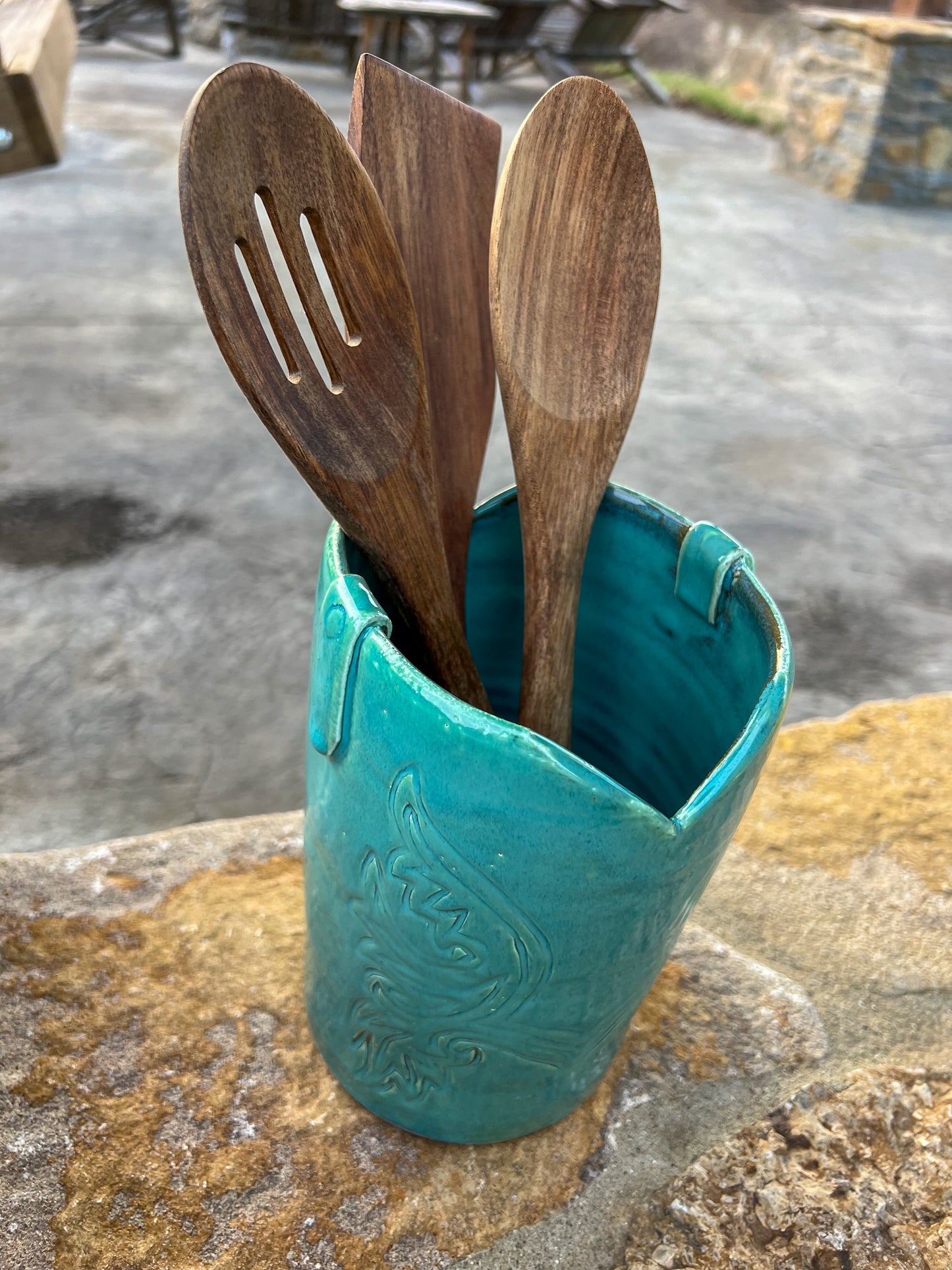 Product Preview Western Cowboy Boot Utensil Holder Teal