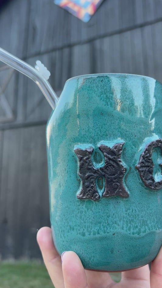 Product Preview Howdy Ceramic Tumbler Straw Sipper Turquoise